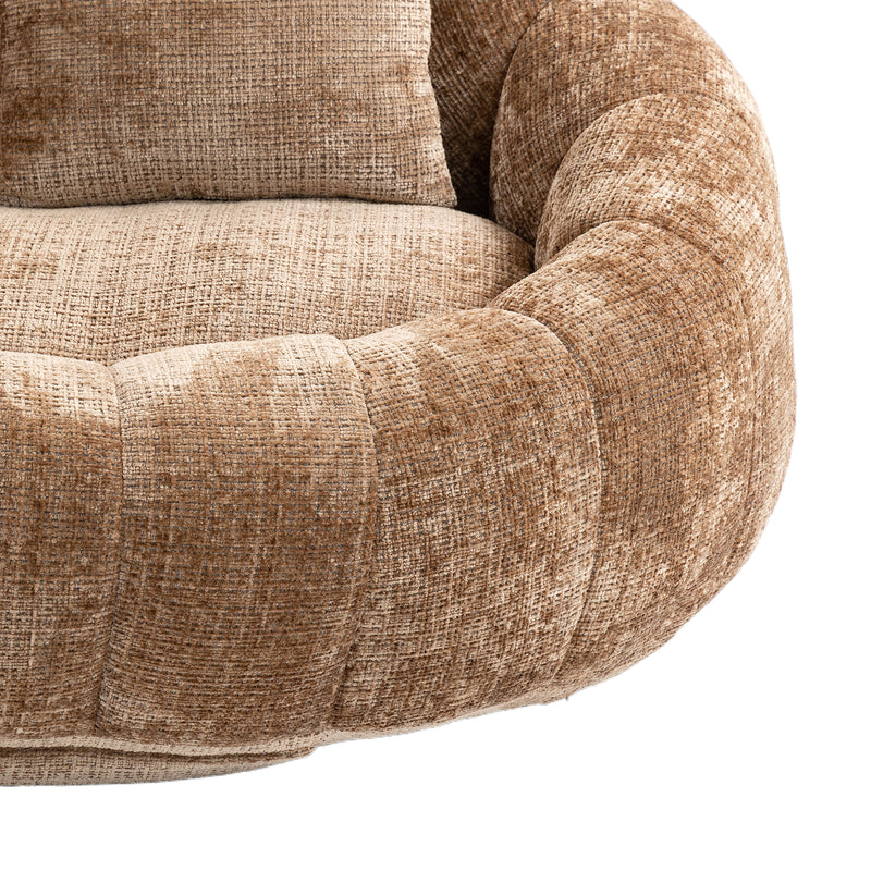 Canapé compact rond 2 places Loveseat en chenille marron BACTEROID