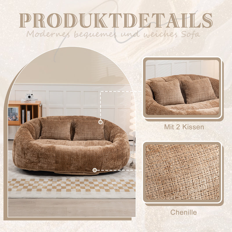 Canapé compact rond 2 places Loveseat en chenille marron BACTEROID