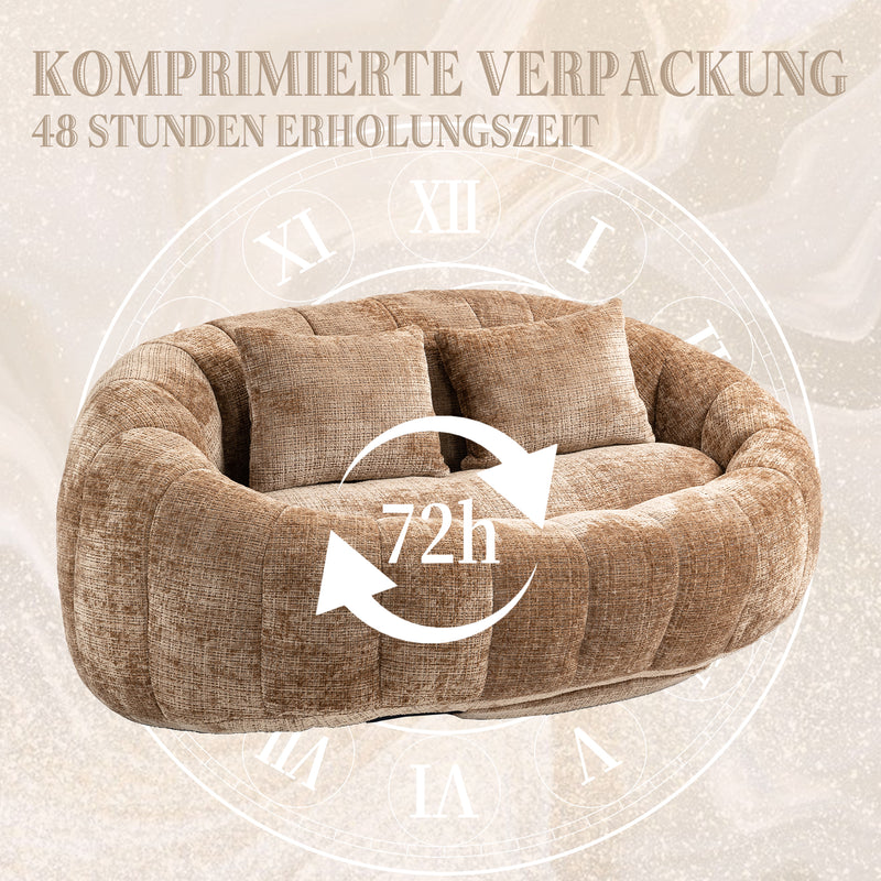 Canapé compact rond 2 places Loveseat en chenille marron BACTEROID