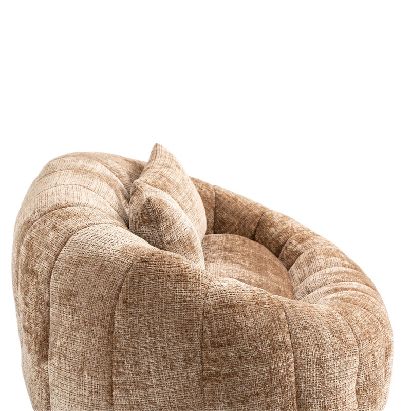 Canapé compact rond 2 places Loveseat en chenille marron BACTEROID