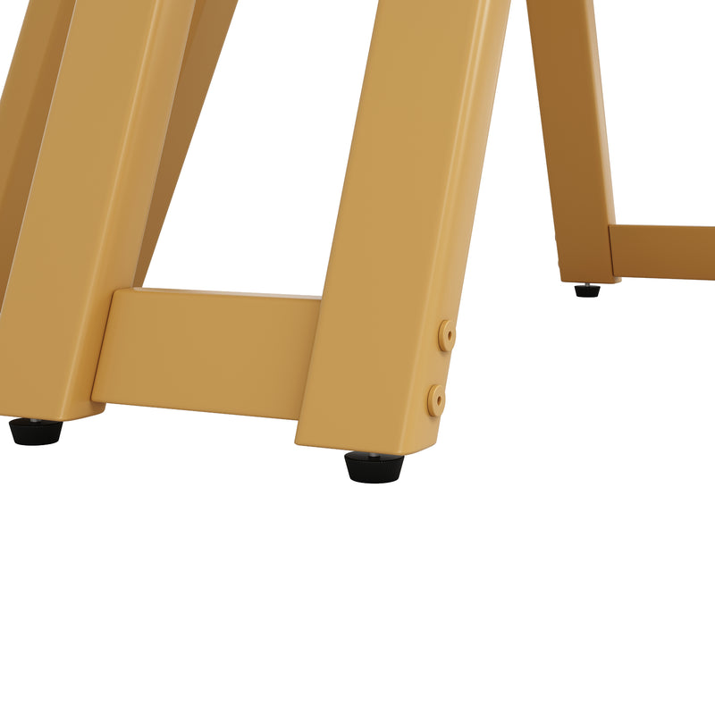 Table à manger ronde effet blanc marbre et piétement métallique doré 100x100cm BARBULE