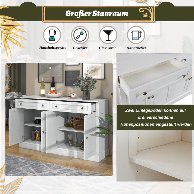 Grand buffet blanc moderne avec 4 portes et 2 tiroirs BHONPHAIT