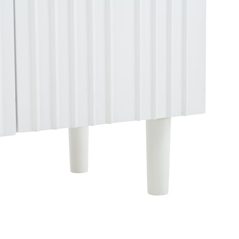 Buffet blanc avec motifs géométriques en relief 3 portes de rangement BIODYNAM