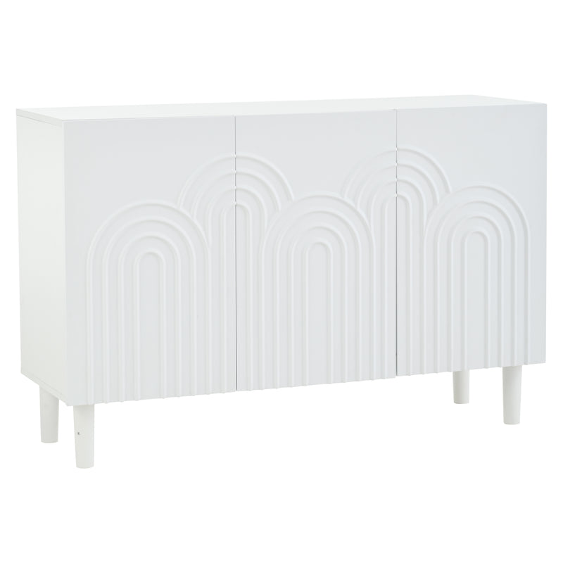 Buffet blanc avec motifs géométriques en relief 3 portes de rangement BIODYNAM