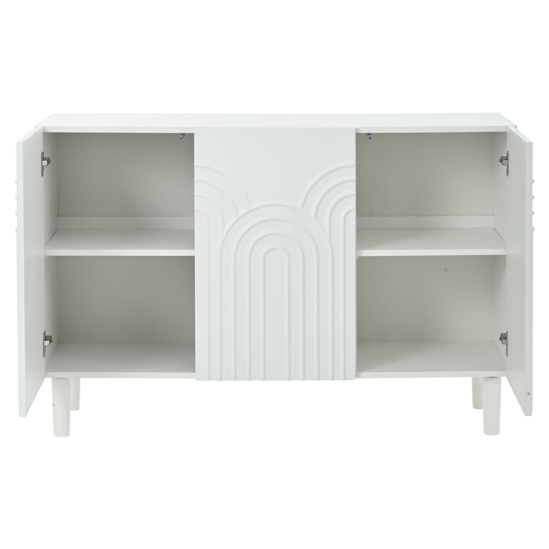 Buffet blanc avec motifs géométriques en relief 3 portes de rangement BIODYNAM