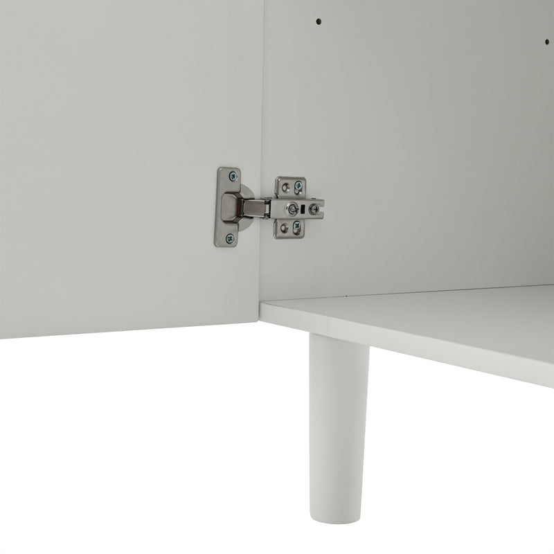 Buffet blanc avec motifs géométriques en relief 3 portes de rangement BIODYNAM