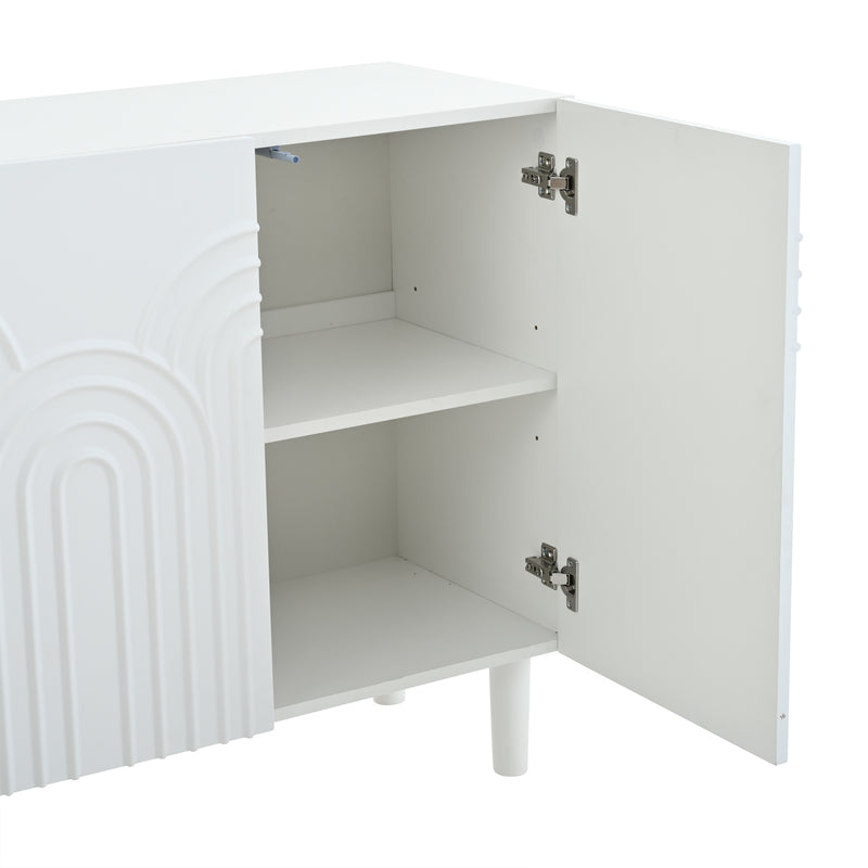 Buffet blanc avec motifs géométriques en relief 3 portes de rangement BIODYNAM