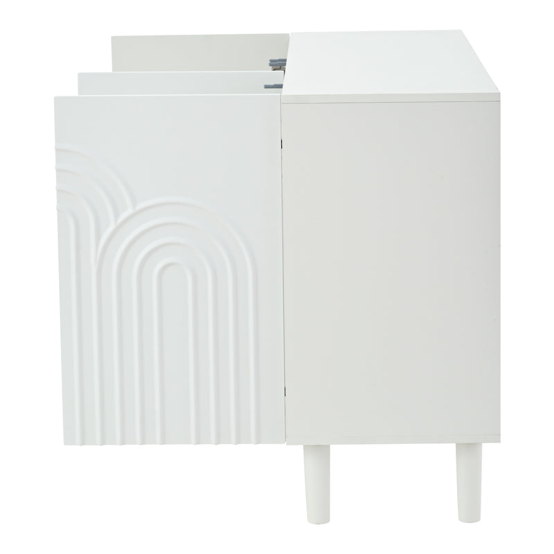 Buffet blanc avec motifs géométriques en relief 3 portes de rangement BIODYNAM