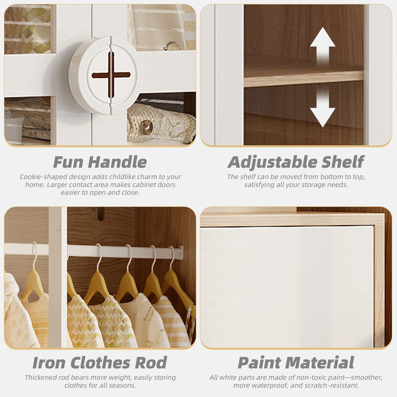 Ensemble de armoire portes vitrées + commode 4 tiroirs bicolores BOMBYX