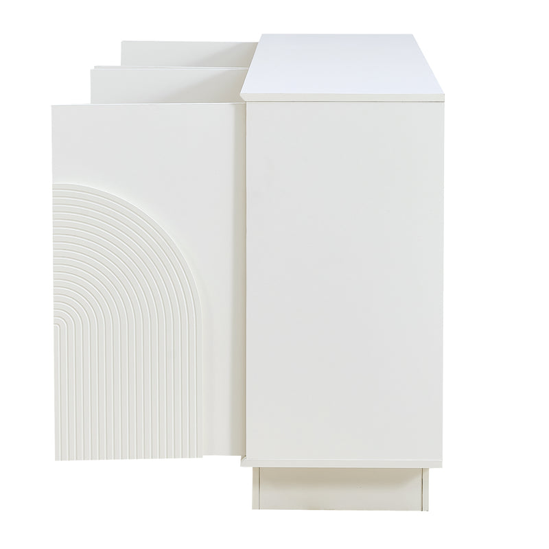 Buffet blanc mat élégant forme arches en relief 4 portes BRACT