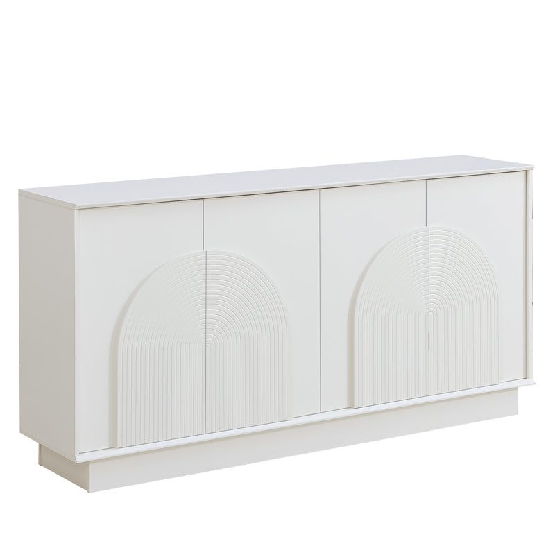 Buffet blanc mat élégant forme arches en relief 4 portes BRACT