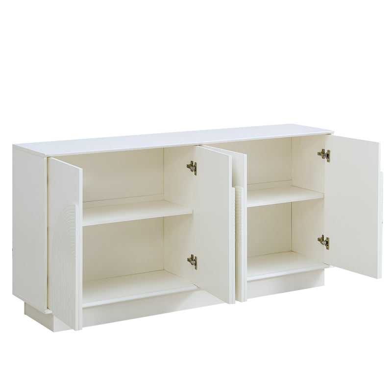 Buffet blanc mat élégant forme arches en relief 4 portes BRACT