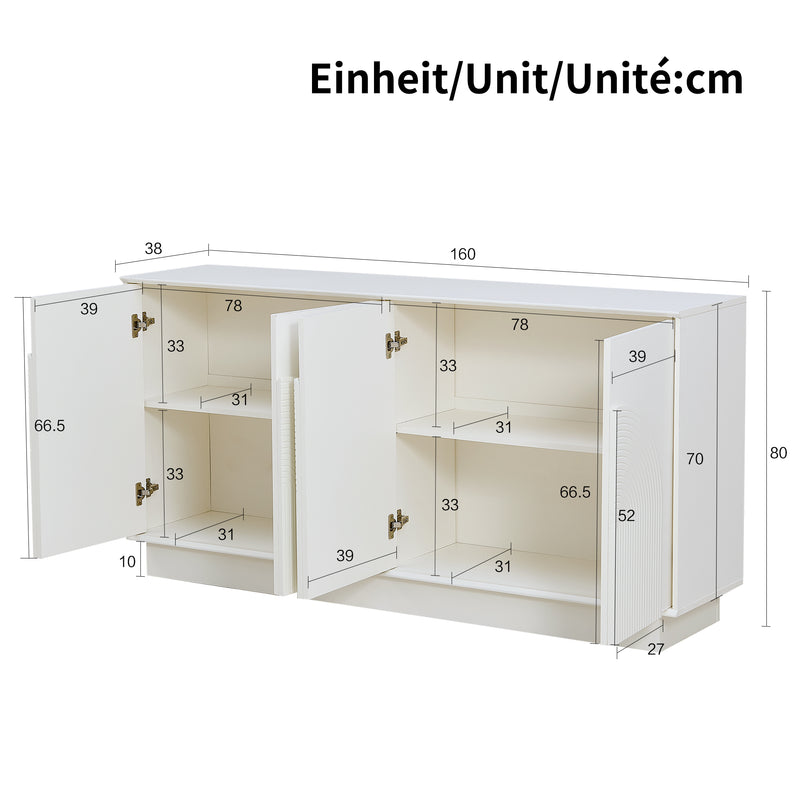 Buffet blanc mat élégant forme arches en relief 4 portes BRACT