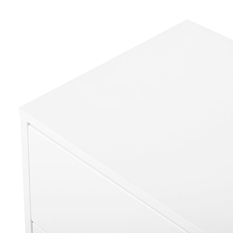 Commode blanche élégante à 6 tiroirs motif ondulé accents dorées BRAXUINS
