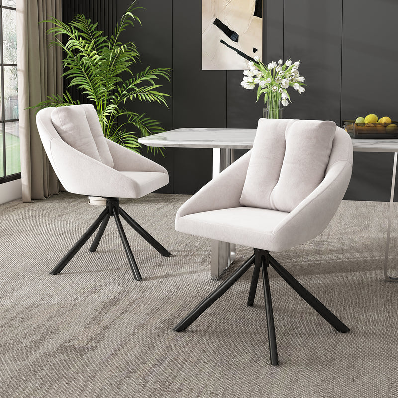 Lot de 2 chaises de salle à manger moderne pivotante en velours beige BRUK