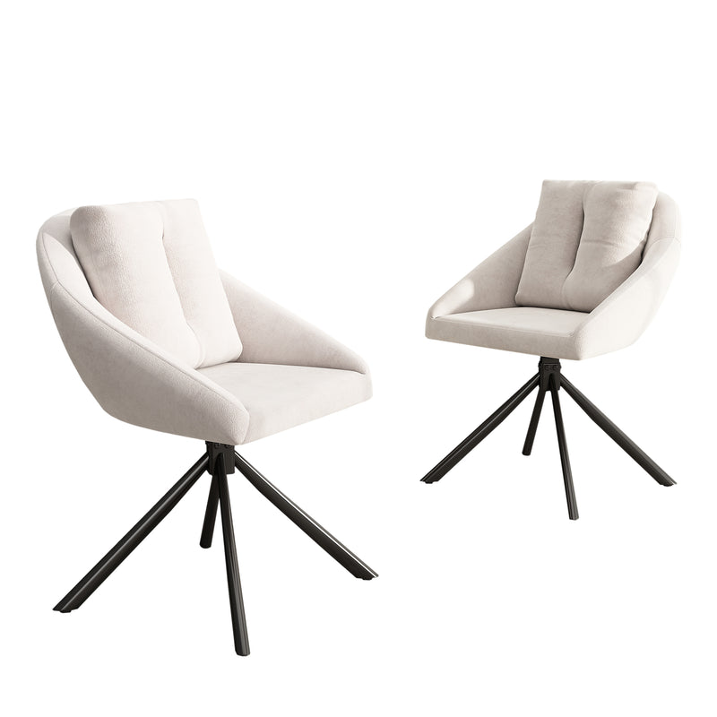 Lot de 2 chaises de salle à manger moderne pivotante en velours beige BRUK