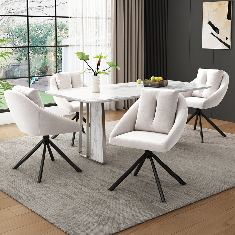 Lot de 2 chaises de salle à manger moderne pivotante en velours beige BRUK