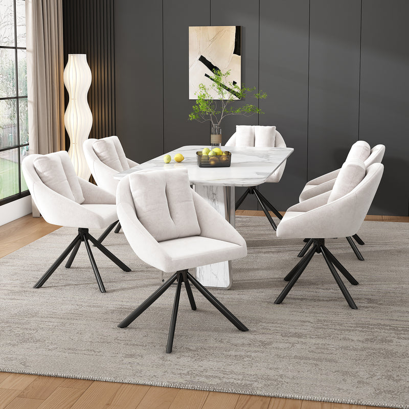 Lot de 2 chaises de salle à manger moderne pivotante en velours beige BRUK