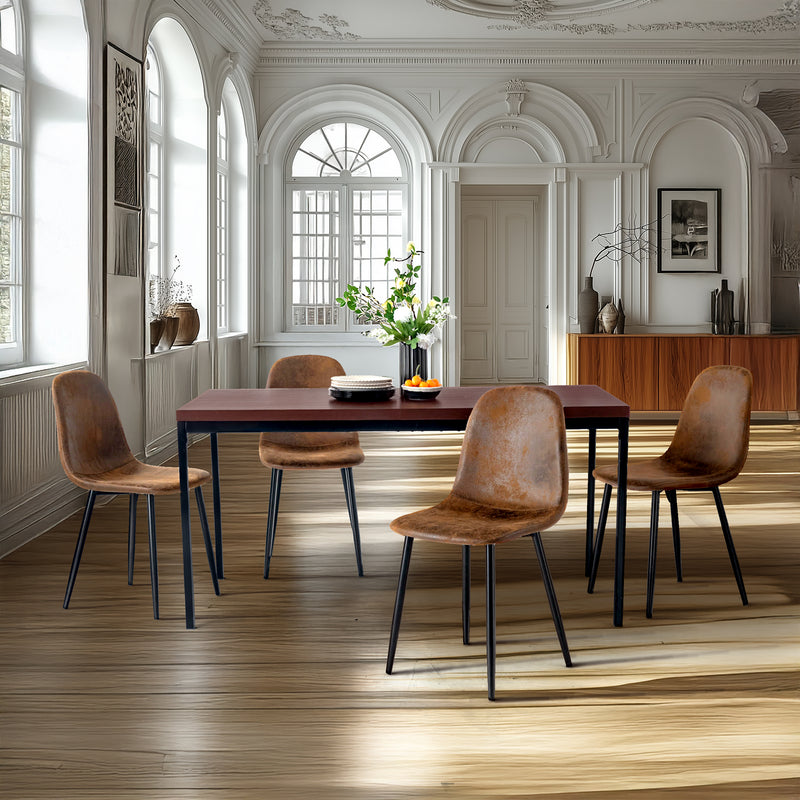 Table de salle à manger rectangulaire effet bois noyer 120*75cm CAJON DARK WOODEN 120CM