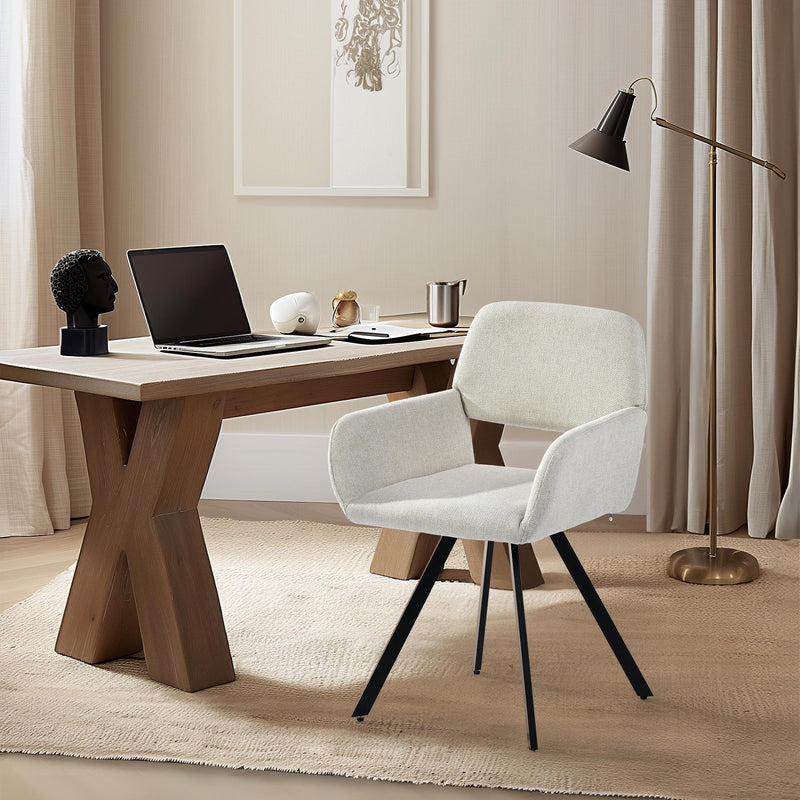 Lot de 2 chaises de salle à manger scandinaves rotative tissu beige CALIFORNIA KD BEIGE SWIVEL