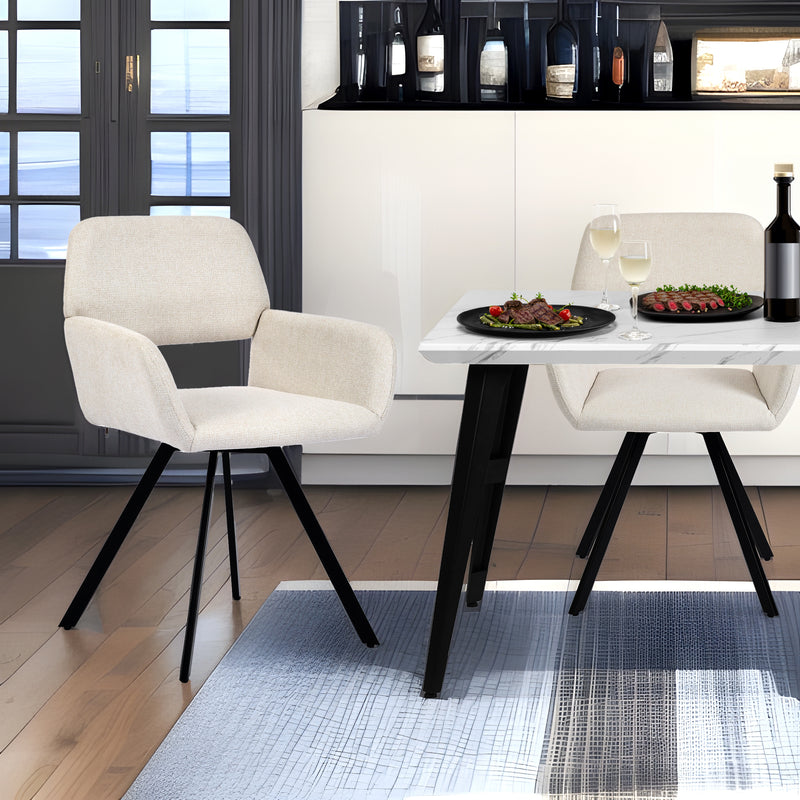 Lot de 2 chaises de salle à manger scandinaves rotative tissu beige CALIFORNIA KD BEIGE SWIVEL