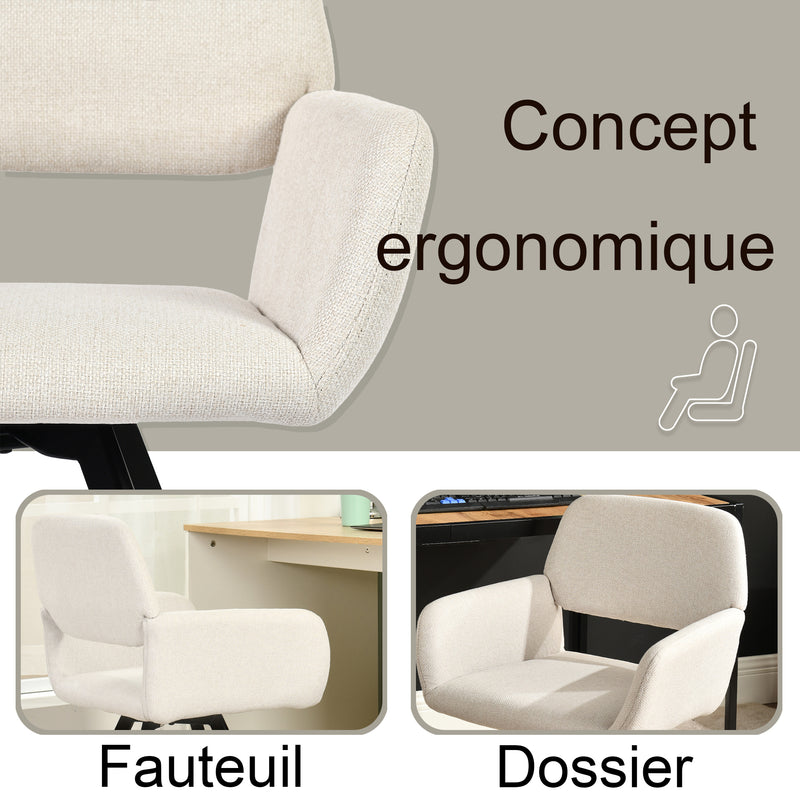 Lot de 2 chaises de salle à manger scandinaves rotative tissu beige CALIFORNIA KD BEIGE SWIVEL