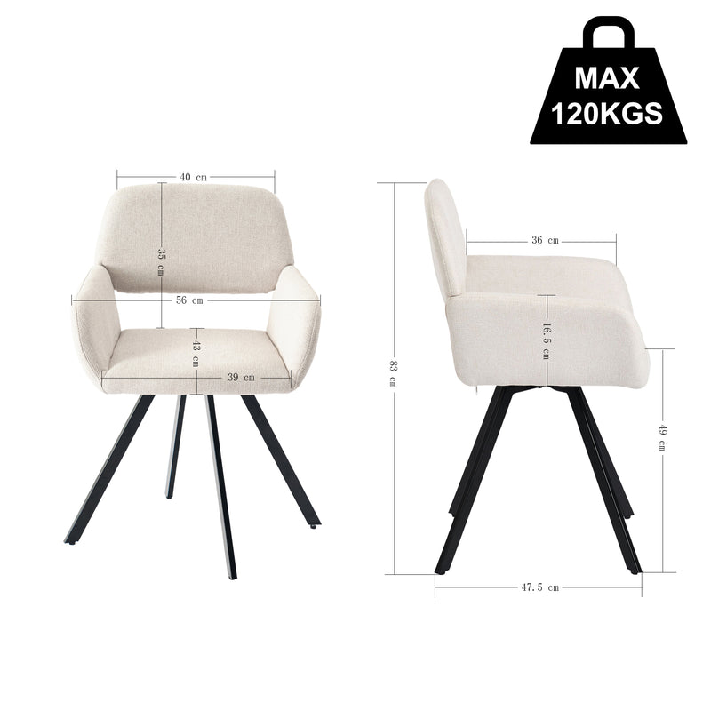 Lot de 2 chaises de salle à manger scandinaves rotative tissu beige CALIFORNIA KD BEIGE SWIVEL