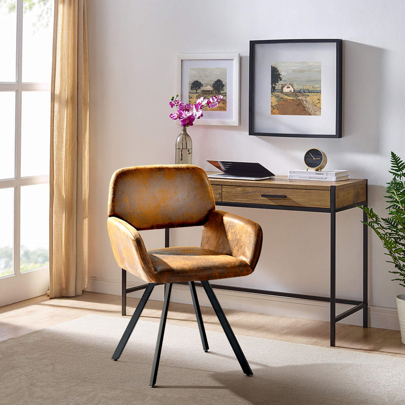Lot de 2 chaises de salle à manger vintage pivotant tissu suède marron CALIFORNIA KD SUEDE BROWN SWIVEL