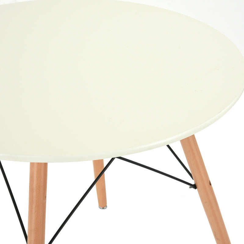 Set aus Tisch und 4 skandinavischen Esszimmerstühlen mit weißen und schwarzen Holzbeinen 80*80 CHAD + RICO
