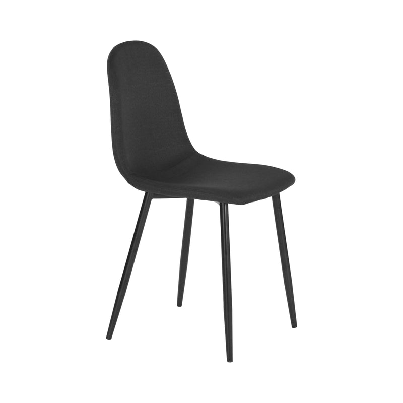 Ensemble de table rectangulaire blanc et 4 chaises tissu noir scandinave WHALEN MARBLE TABLE BG +CHARLTON BLACK B