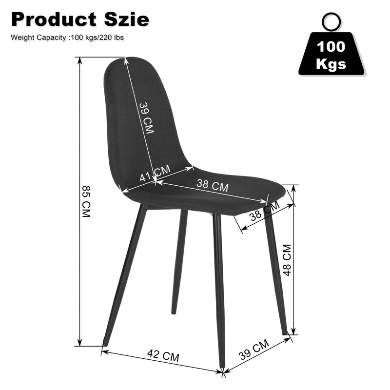 Ensemble de table rectangulaire blanc et 4 chaises tissu noir scandinave WHALEN MARBLE TABLE BG +CHARLTON BLACK B