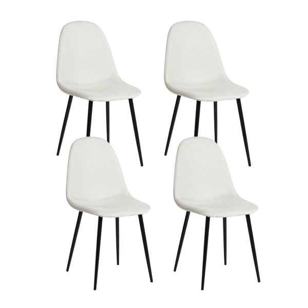 Lot de 4 chaises de salle à manger scandinave tissu blanc cassé pieds noir CHARLTON FABRIC BEIGE BLACK LEG