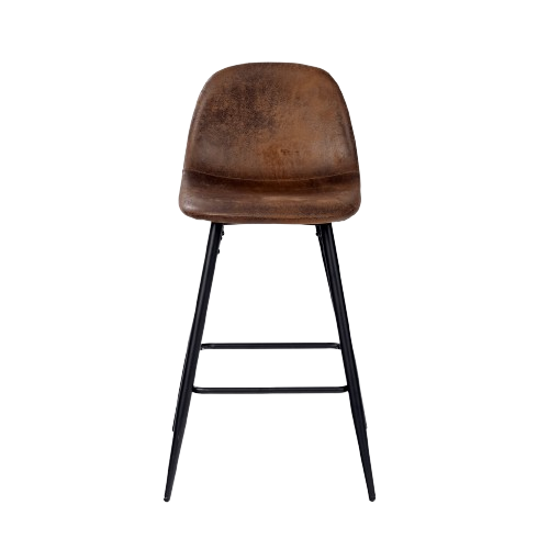 Lot de 2 tabourets de bar rétro vintage tissu suède marron pieds noir CHARLTON MIDBAR SUEDE BROWN A