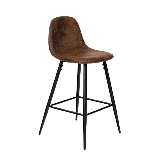 Lot de 2 tabourets de bar rétro vintage tissu suède marron pieds noir CHARLTON MIDBAR SUEDE BROWN A