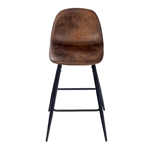 Lot de 2 tabourets de bar rétro vintage tissu suède marron pieds noir CHARLTON MIDBAR SUEDE BROWN A