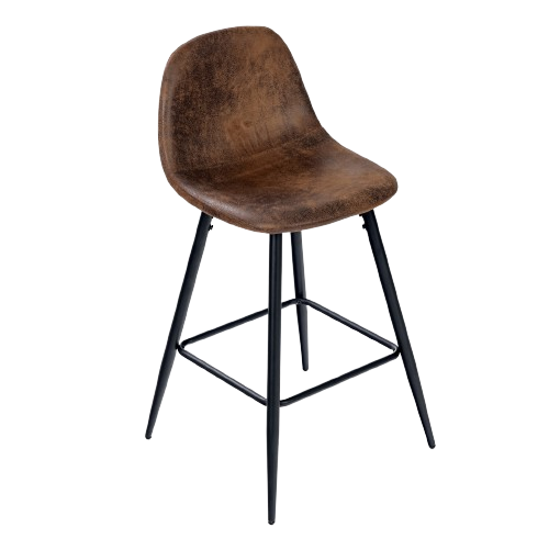 Lot de 2 tabourets de bar rétro vintage tissu suède marron pieds noir CHARLTON MIDBAR SUEDE BROWN A