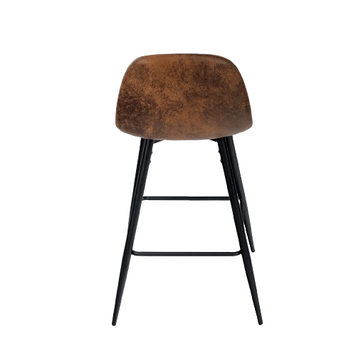 Lot de 2 tabourets de bar rétro vintage tissu suède marron pieds noir CHARLTON MIDBAR SUEDE BROWN A