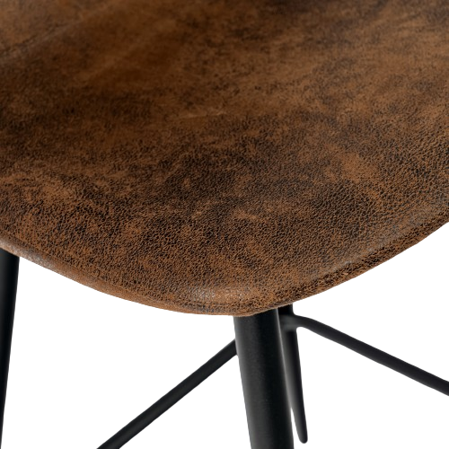 Lot de 2 tabourets de bar rétro vintage tissu suède marron pieds noir CHARLTON MIDBAR SUEDE BROWN A