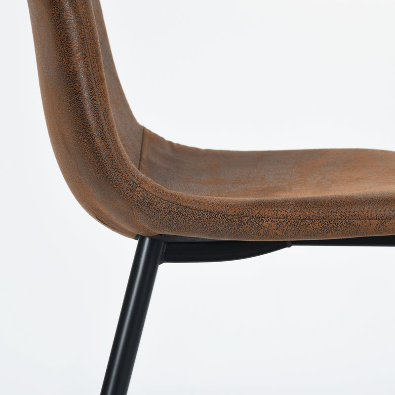 Ensemble table rectangulaire et 4 chaises scandinave vintage rétro marron ROOKIE 110 SQUARE LEG + CHARLTON SUEDE BROWN