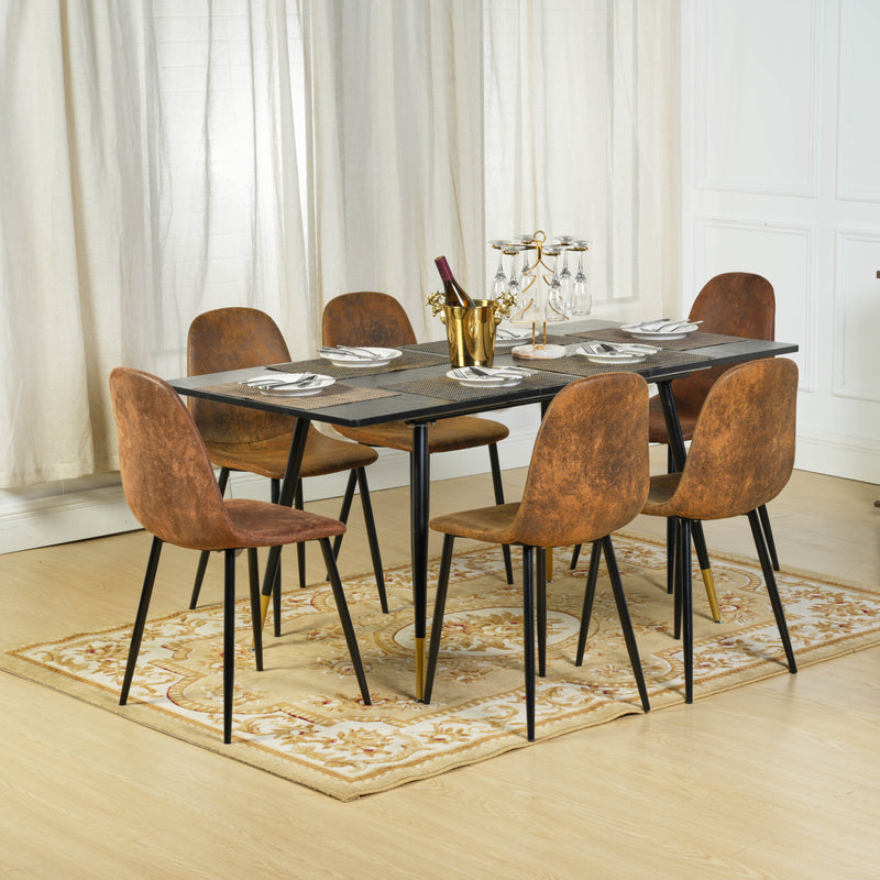 Set aus 4 skandinavischen Vintage-Esszimmerstühlen aus braunem Retro-Wildleder CHARLTON SUEDE BROWN