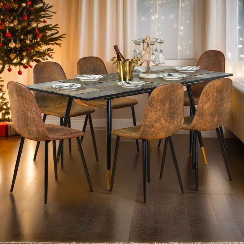 Lot de 4 chaises de salle à manger scandinaves vintage suede marron rétro CHARLTON SUEDE BROWN
