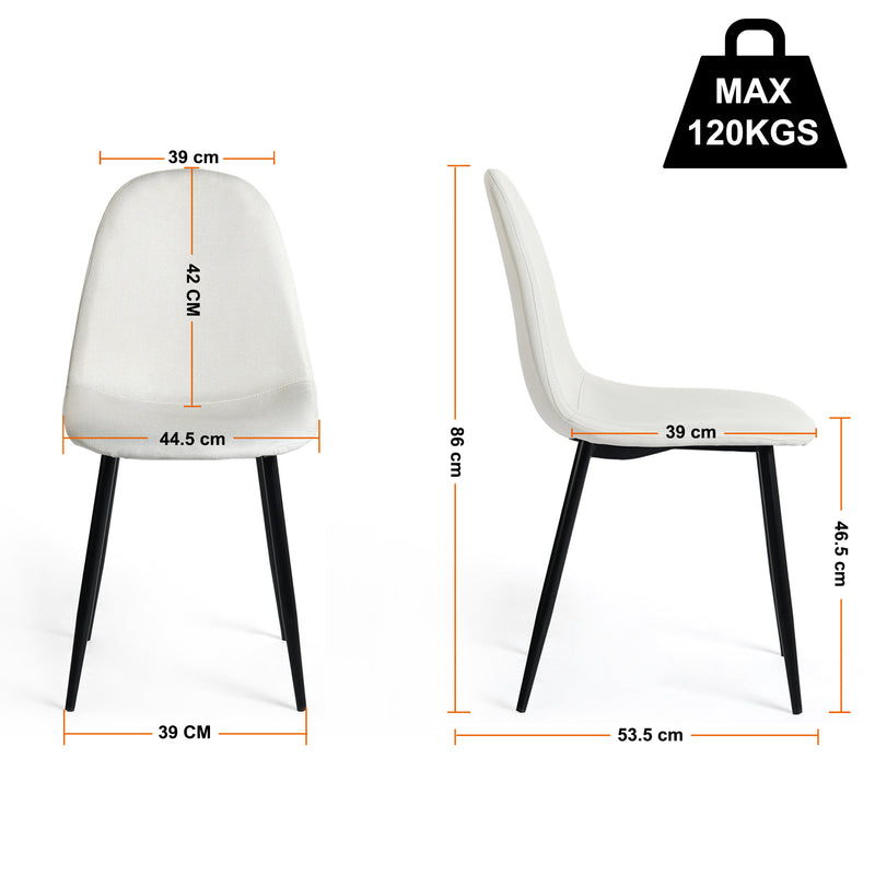 Ensemble de salle à manger élégant avec une table effet marbre blanc et des chaises en tissu beige ACINS GOLD+CHARLTON LUMOS FABRIC BEIGE BLACK LEG