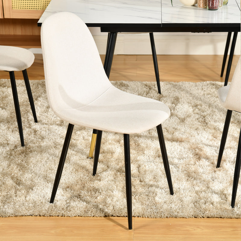 Lot de 4 chaises de salle à manger scandinave tissu blanc cassé pieds noir CHARLTON FABRIC BEIGE BLACK LEG