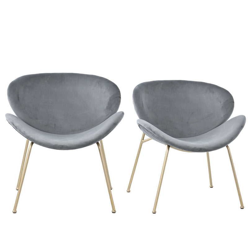 Lot de 2 chaises de salle à manger en velours gris pieds en métal doré ELMAET