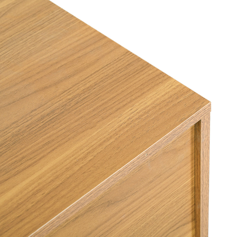 Buffet rétro façade en rotin tressé 6 tiroirs pieds obliques CANDELIL