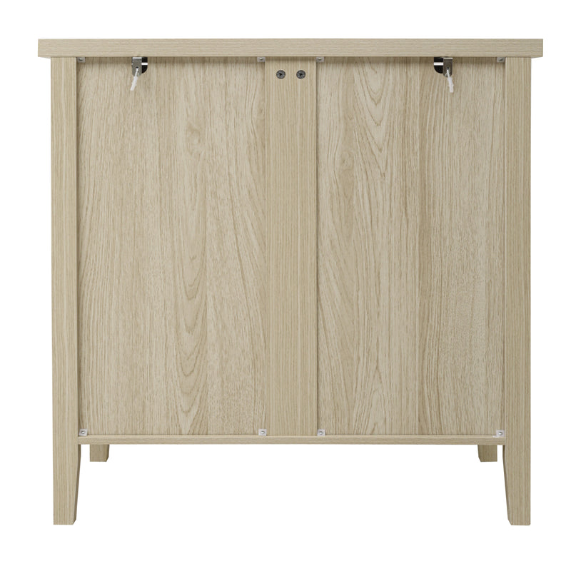 Buffet effet bois et rotin à 3 tiroirs 80x40x80cm CARNAUBA