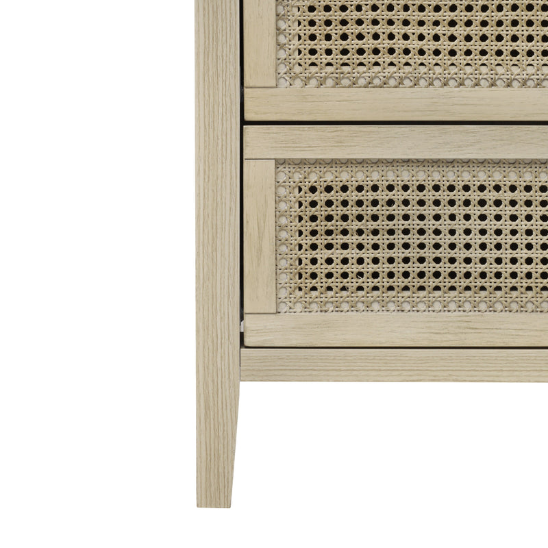 Buffet effet bois et rotin à 3 tiroirs 80x40x80cm CARNAUBA