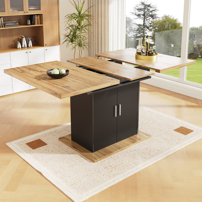 Table de salle à manger extensible effet bois avec espace de rangement noir 110-140*70cm  CHOCAS BLACK