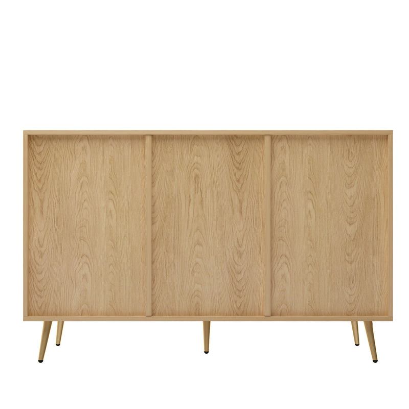 Buffet effet bois&nbsp;motif géométrique et 9 tiroirs accent doré COPAL