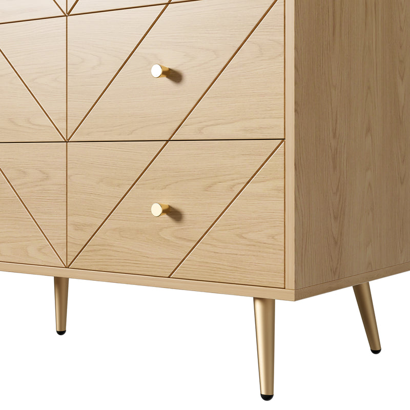 Buffet effet bois&nbsp;motif géométrique et 9 tiroirs accent doré COPAL